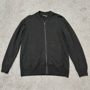 Denver Hayes Gray-Brown Heather Zip-Up Knit Cardigan